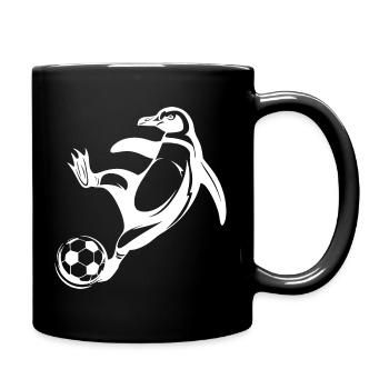 Penguin Soccer Player Silhouette Soccer Goal Kick - Full Colour Mug - black - Right