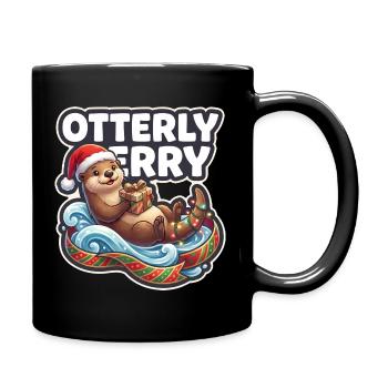 Otterly Merry Weihnachtsotter - Tasse einfarbig - Schwarz - Rechts