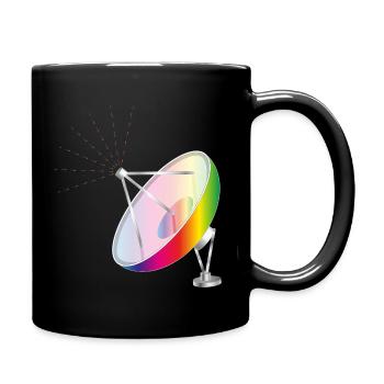 Bunte Satellitenschüssel im futuristischen Stil - Tasse einfarbig - Schwarz - Rechts