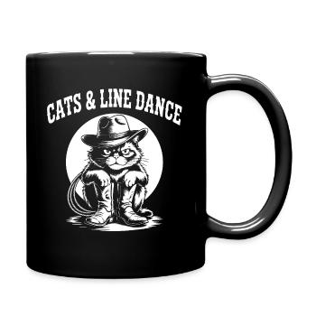 Katzencowboy Line Dance - Tasse einfarbig - Schwarz - Rechts