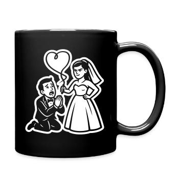 Brautpaar Heiratsantrag Herzballon Weiß - Tasse einfarbig - Schwarz - Rechts