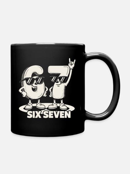 67 Six Seven meme 6 7 - Retro Rock Musik Geschenk - Tasse einfarbig - Schwarz