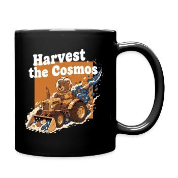 Kosmosernte Bär auf Traktor - Tasse einfarbig - Schwarz - Rechts