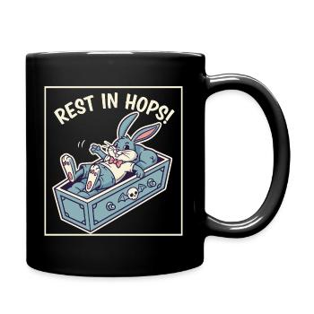 Hops Ruhestand: Osterhase im Sarg - Tasse einfarbig - Schwarz - Rechts