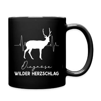 Huntress HIrsch Hunter Women Hunting Heartbeat - Full Colour Mug - black - Right