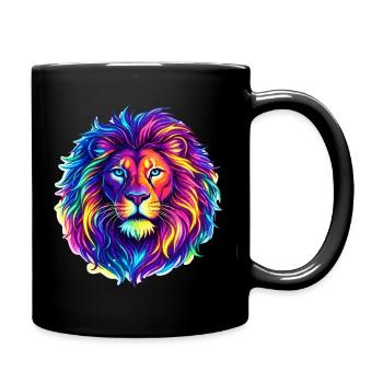 Lion Neon Animal - Full Colour Mug - black - Right