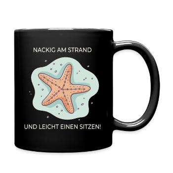 Nus sur la plage – Drôle d’expression étoile de mer - Mug uni - noir - Droite