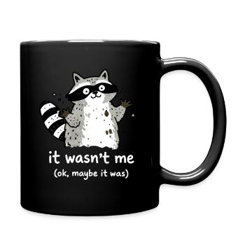 It Wasn't Me Cute Raccoon Saying - Full Colour Mug - black - Right