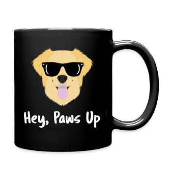 Hey Paws Up, lustiger Golden Retriever Hundemama, Papa - Tasse einfarbig - Schwarz - Rechts