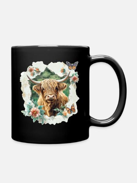 Hochlandrind - Tasse einfarbig - Schwarz