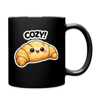 Cozy Croissant Kawaii - Full Colour Mug - black - Right