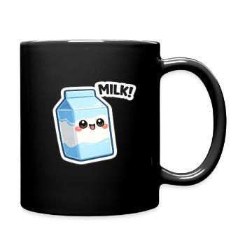 Kawaii Milchcarton Sticker Design - Tasse einfarbig - Schwarz - Rechts
