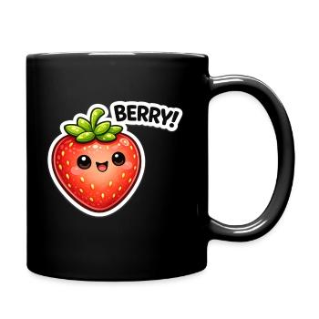 Berry Sticker Kawaii Stil - Tasse einfarbig - Schwarz - Rechts