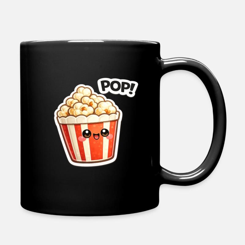 Motif de sourire popcorn Kawaii - Mug uni - noir