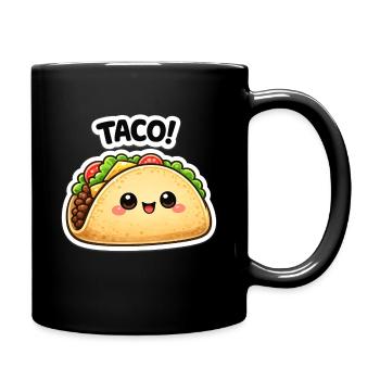 Taco kawaï avec un joli visage - Mug uni - noir - Droite