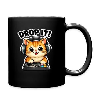 Drop It DJ-Katze - Tasse einfarbig - Schwarz - Rechts
