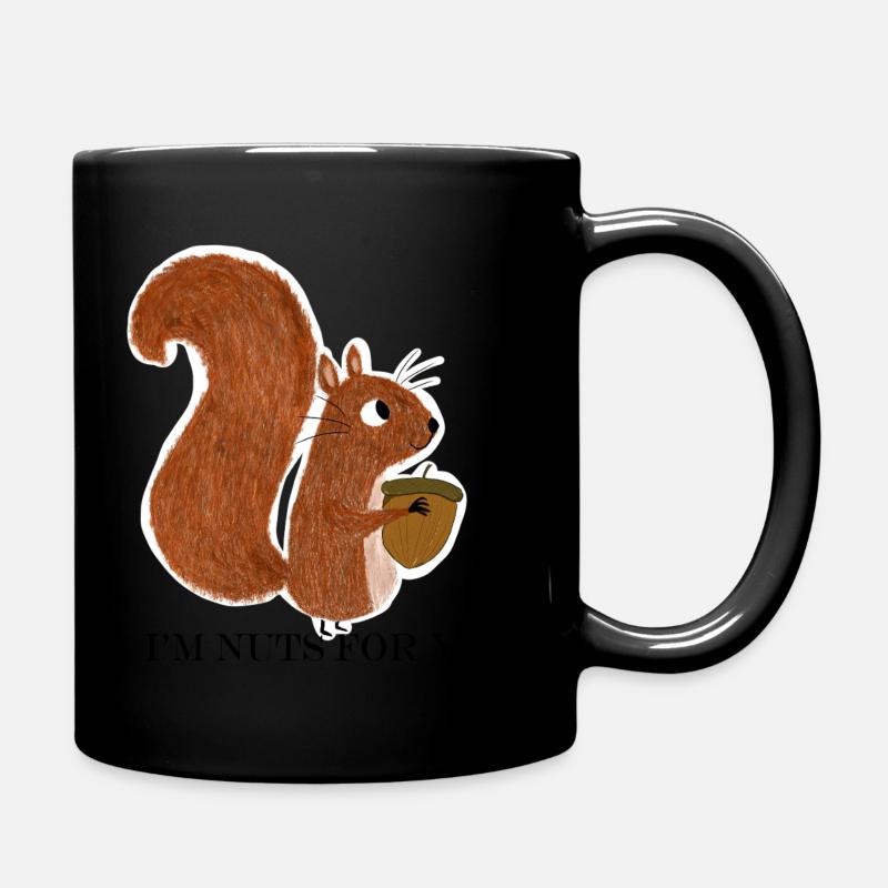 Squirrel with acorn - Full Colour Mug - black
