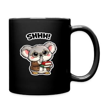 Schweigsamer Koala mit Büchern - Tasse einfarbig - Schwarz - Rechts