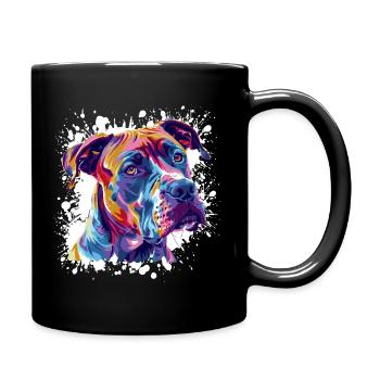 Hund Hundeporträt Splatter - Tasse einfarbig - Schwarz - Rechts