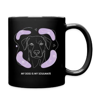 Dog Soulmate Line Art - Full Colour Mug - black - Right