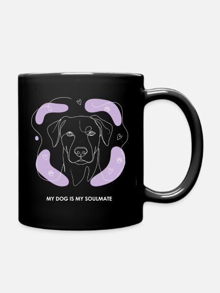 Hund Soulmate Line Art - Tasse einfarbig - Schwarz