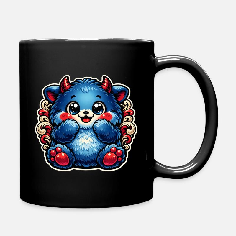 Panda bleu câlin aux pattes rouges - Mug uni - noir