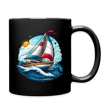 Segelboot  - Tasse einfarbig - Schwarz - Rechts
