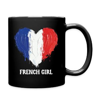 Football de football féminin de cœur français - Mug uni - noir - Droite