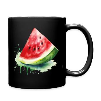 Wassermelone Aquarell Splash - Tasse einfarbig - Schwarz - Rechts