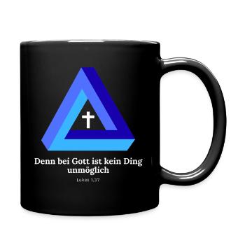 Denn für Gott ist nichts unmöglich. Lukas 1 - Tasse einfarbig - Schwarz - Rechts