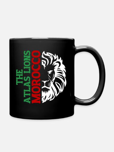 Vertical Morroco Typography with AtlasLion - Full Colour Mug - black