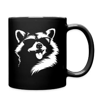 Cheeky Raccoon – Sunglasses & Tongue Out - Full Colour Mug - black - Right
