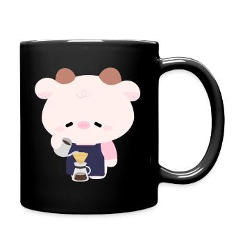 Kawaii Cow Barista  - Full Colour Mug - black - Right