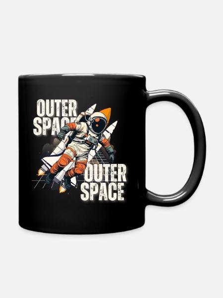 Astronaut in rocket jump - Full Colour Mug - black