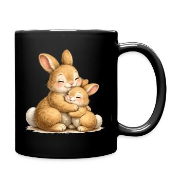 Deux lapins dans une étreinte affectueuse - Mug uni - noir - Droite