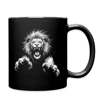 Löwe - Tasse einfarbig - Schwarz - Rechts