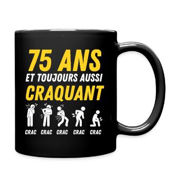 75 ans humour anniversaire vintage - Mug uni - noir - Droite