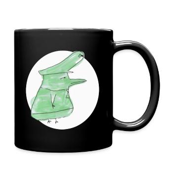 Green Dino-Hen in Hoodie - Full Colour Mug - black - Right