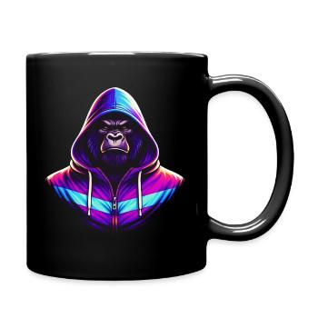 Neon Gorilla 80s Retro Style - Full Colour Mug - black - Right