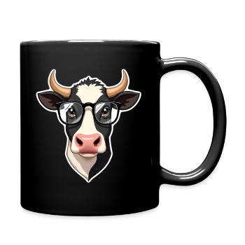 Cow with glasses - Full Colour Mug - black - Right