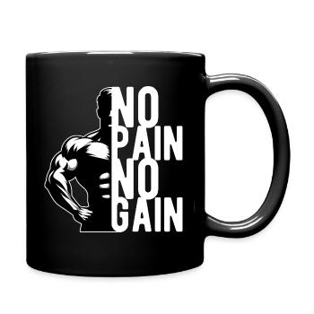 No Pain Fitness GYM No Gain Bodybuilding Funny - Full Colour Mug - black - Right