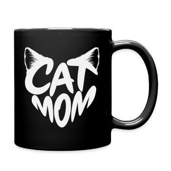 Cat Mom Katzenmama mit Katzenohren Design - Tasse einfarbig - Schwarz - Rechts