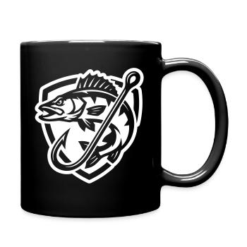 Hecht Fisch Angeln Symbol - Tasse einfarbig - Schwarz - Rechts