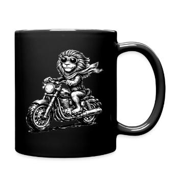 Affe auf Motorrad Schal - Tasse einfarbig - Schwarz - Rechts