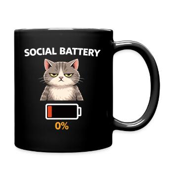Low Social Battery Cat - Full Colour Mug - black - Right