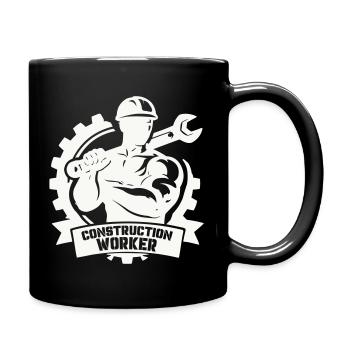 Ouvrier du bâtiment robuste avec engrenages - Mug uni - noir - Droite