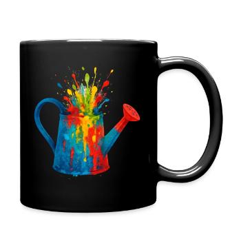 Gießkannenspritzer Aquarellmalerei Gartenarbeit - Tasse einfarbig - Schwarz - Rechts