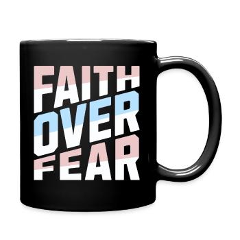 Faith Over Fear Pastell Christlich Inspirierend - Tasse einfarbig - Schwarz - Rechts