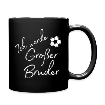 Ich werde Großer Bruder Fußball Motiv - Tasse einfarbig - Schwarz - Rechts