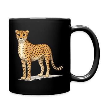 Cheetah Cartoon Illustration - Full Colour Mug - black - Right